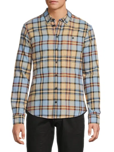 Blend Men's Plaid Cotton Flannel Shirt In Blue