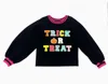 Blended Spirit Trick Or Treat Puff Sleeve Sweatshirt In Black In Black