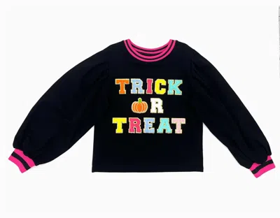 Blended Spirit Trick Or Treat Puff Sleeve Sweatshirt In Black