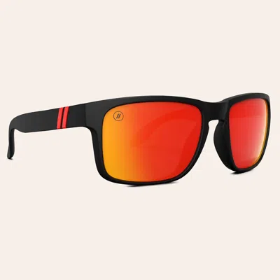 Blenders Canyon Matte Black & Red Strike Mirror Polarized Sunglasses