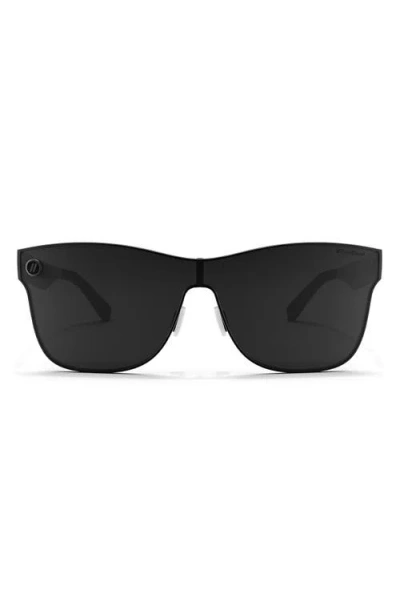 Blenders Eyewear Metal Millenia Polarized Shield Sunglasses In Jet Black