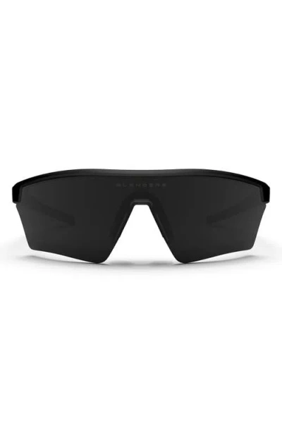 Blenders Eyewear Pacer 99mm Polarized Semi Rimless Shield Sunglasses In Black