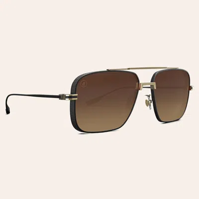Blenders Phoenix Matte Black & Espresso Brown Polarized Sunglasses In Multi