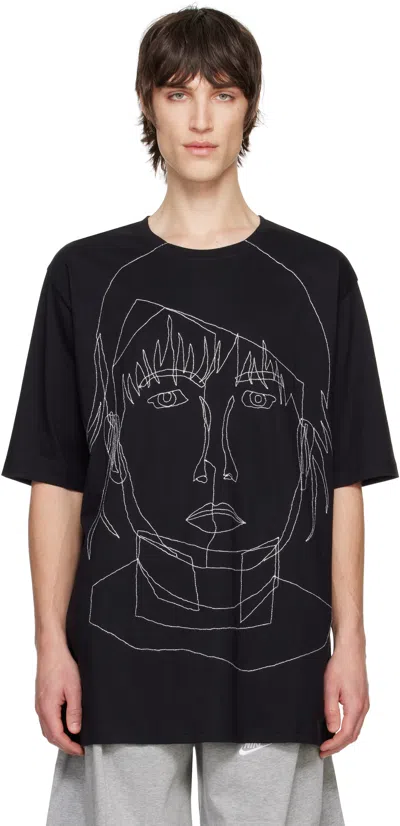Bless Black Stitched Starcut Ii T-shirt In Black, White