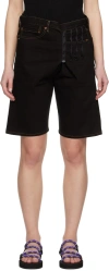 Bless Black Upcycled Denim Shorts In Denim Black