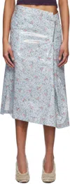 Bless Blue Smlxl Rain Skirt Midi Skirt In Liberty Floral Grey
