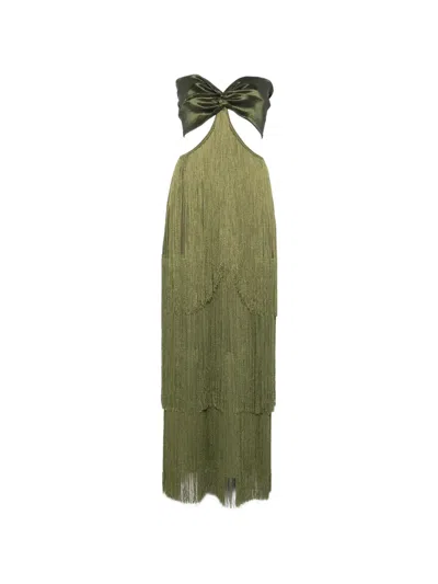 Bless Bow-detail Maxi Dress In Green