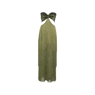 Bless Bow-detail Maxi Dress In Green