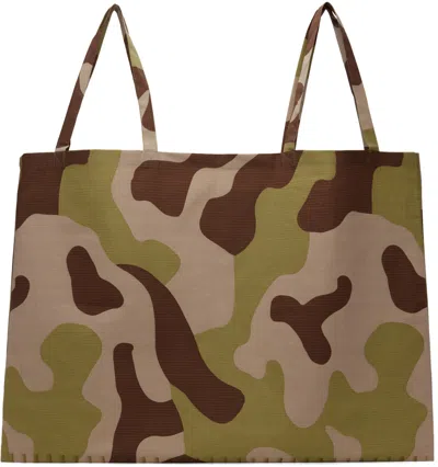 Bless Brown & Green Packaging System Materialmix Xl Tote In Camo