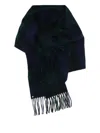 Bless Check-pattern Wool Scarf In Blue