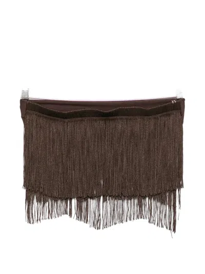 Bless Dara Fringed Top In Brown