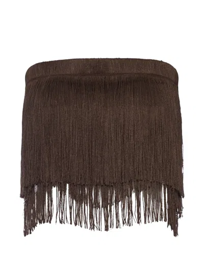 Bless Dara Fringe-detail Cotton Top In Brown