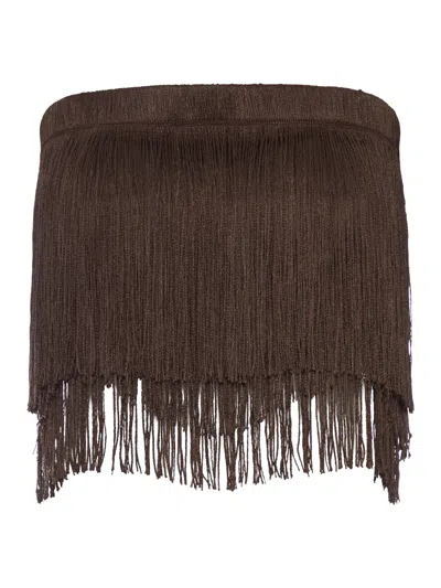 Bless Dara Top With Fringes In Brown