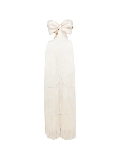 Bless Fringed Maxi Dress In Neutral