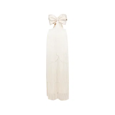 Bless Fringed Maxi Dress In Neutral