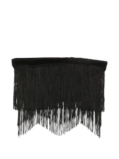 Bless Fringed Tiered Top In Black