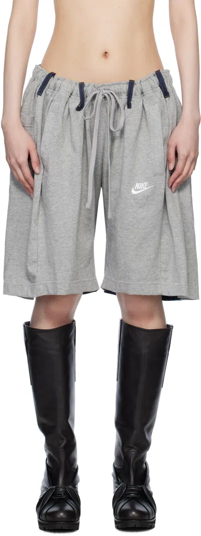 Bless Gray & Blue Nº69 Overjogging Denim Shorts In Light Grey / Denimbl
