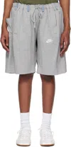 Bless X Nike Denim Track Shorts In Lt/denim