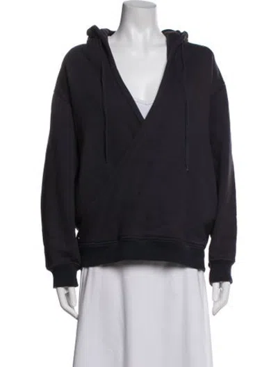 Pre-owned Bless Nº65 Not That I Can't Wait For It V-neck Hoodie In Blue