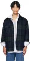Bless Navy & Green N°80 Woodhacker Shirt Jacket In Multi