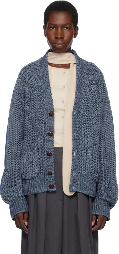 Bless Navy The Cristaseya Edition Nº79 'jeansbackpatent' Cardigan In Blue
