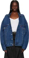 Bless Navy The Cristaseya Edition Paneled Denim Jacket In Blue / Blue