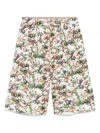 Bless Pigs-print Pleated Shorts In White