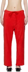 Bless Red Bathrobejogger Lounge Pants In Terrycloth Red