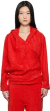 Bless Red Bathrobev-hood Terrycloth Hoodie In Terrycloth Red