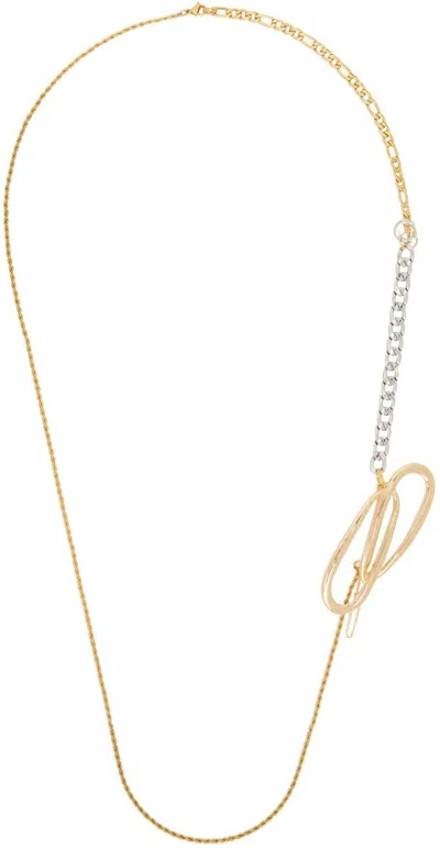 Bless Silver & Gold Materialmix Necklace In Hairpin Regular