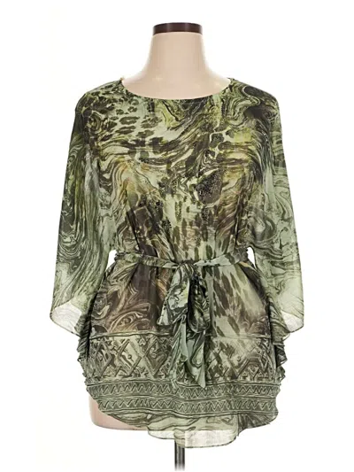 Pre-owned Bleu 3/4 Sleeve Blouse In Green