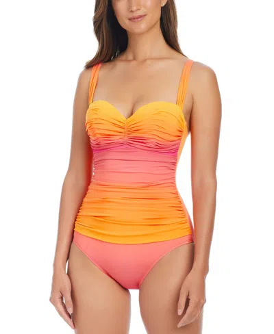Bleu By Rod Beattie Beat The Heat Ruched Underwire One-piece Swimsuit In Rosa