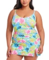Bleu Rod Beattie Plus Size Lets Get Away Tankini Top Skirted Bottoms In Multi