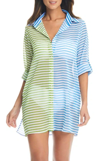 Bleu By Rod Beattie Chiffon Cover-up Shirt In Cool