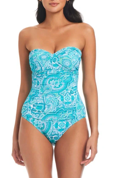 Bleu By Rod Beattie Mio Twist Bandeau One Piece Swimsuit In Cool