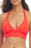 Bleu Rod Beattie Bleu By Rod Beattie Knotted Ring Halter Bikini Top