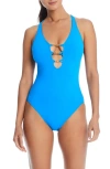 Bleu By Rod Beattie Lace Down One-piece Swimsuit In Big Sur Bleu
