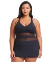 Bleu Rod Beattie Plus Size Dont Mesh With Me Mesh Inset Swim Dress In Black