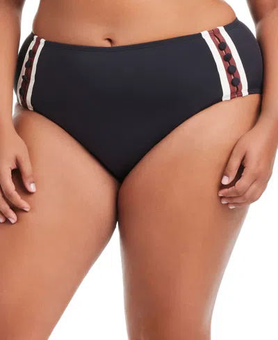 Bleu By Rod Beattie Plus Size High-waist Side-button Swim Bottoms In Coconut