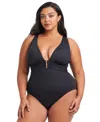 Bleu By Rod Beattie Plus Size Key Item Plunge Plunging-neck Swimsuit