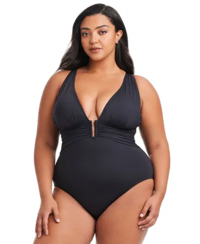 Bleu By Rod Beattie Plus Size Key Item Plunge Plunging-neck Swimsuit