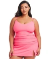 Bleu Rod Beattie Plus Size Pique Ole Tankini Top Skirted Bottoms In Azur Park