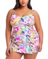 Bleu Rod Beattie Plus Size Printed Living Color Scoop-neck Underwire Tankini Top In Multi