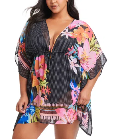 Bleu By Rod Beattie Plus Size Printed Sweet Escape Caftan Cover-up In Multi