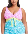Bleu By Rod Beattie Bleu Rod Beattie Plus Size Sock It To Me Tankini Top Skirted Bottoms In Multi