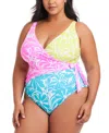Bleu Rod Beattie Plus Size Sock It To Me Tie-side Swimsuit In Multi
