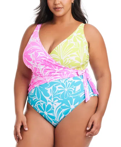 Bleu By Rod Beattie Plus Size Sock It To Me Tie-side Swimsuit In Multi