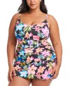Bleu Rod Beattie Plus Size Sweet Escape Shirred Scoop-neck Underwire Tankini Top In Multi
