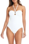 Bleu By Rod Beattie Textured Bandeau One-piece Swimsuit In White