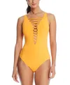 Bleu By Rod Beattie Rod Beattie Let's Get Knotty Lace Down One-piece Swimsuit In Sunset Boulevard